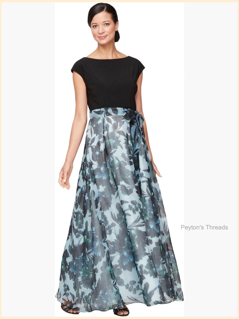 Long Floral Print Sleeveless A-Line Wedding Guest Dress With Belt